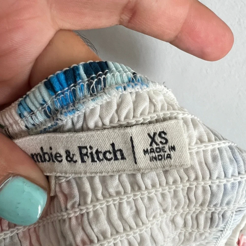 Abercrombie & Fitch‎ White Puff Sleeve Top Milkmaid Boho Renaissance XS